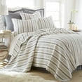 thumbnail image 1 of Levtex Home Rochelle Quilt Set King Quilt Stripe Grey and Cream, 1 of 6