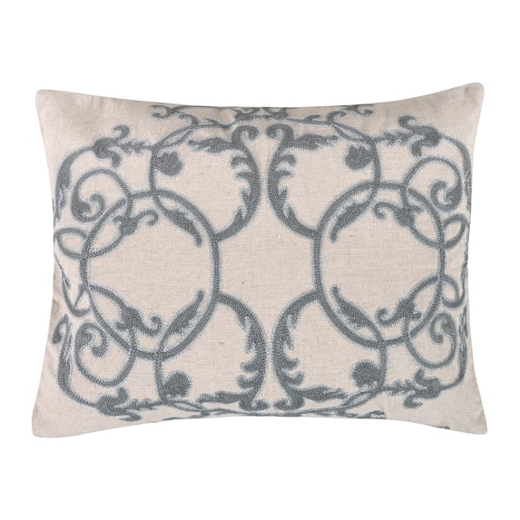 Levtex Home - Rome - Decorative Pillow (12 x 24in.) - Embroidered Medallions - Orange, Teal, Red and Blue