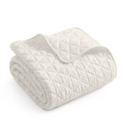 Levtex Home - Rowan - Throw - Diamond Quilted - Cream Crinkle - Throw Size 50x60in. - Polyester