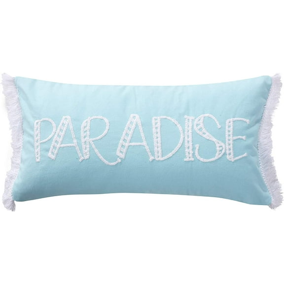 Levtex Home - San Sebastian - Decorative Pillow (12 X 24in.) - Paradise - Dusty Blue and White