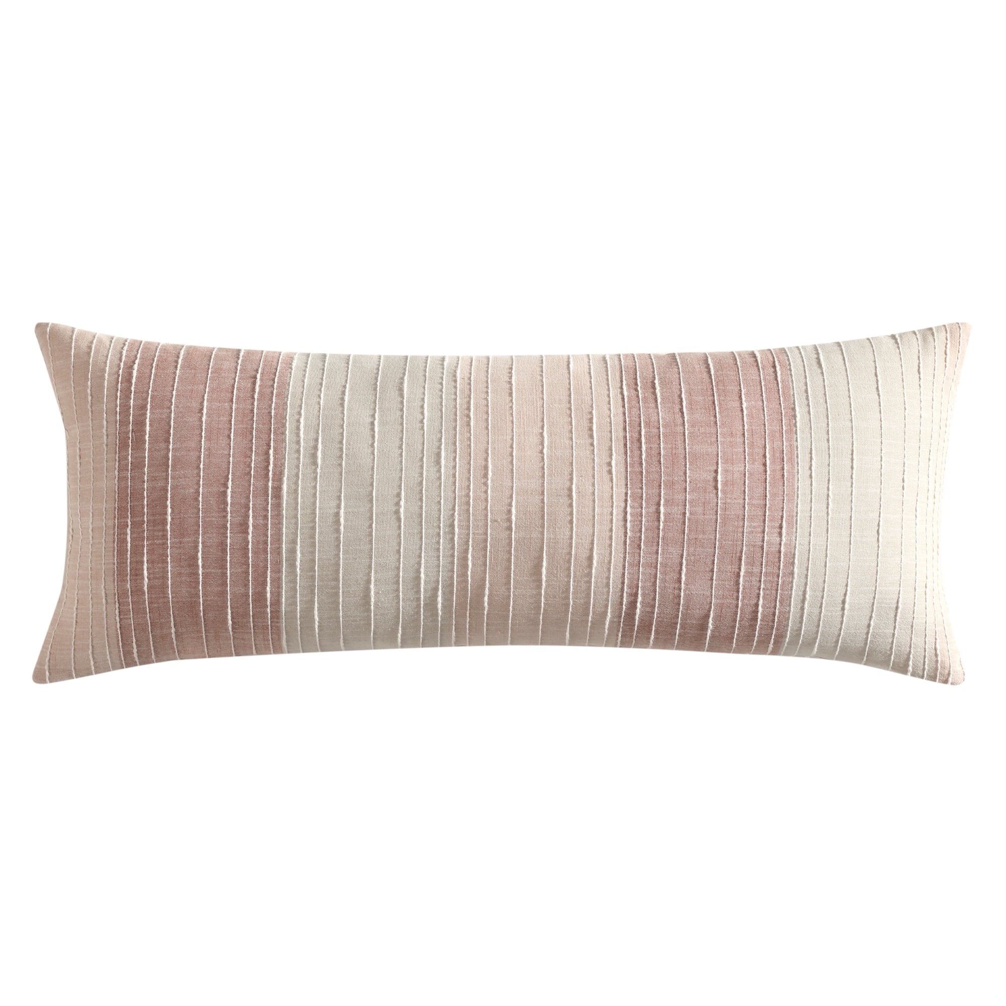 Levtex Home – Sand Stripes Blush Lumbar Pillow – Decorative 14x36in. Pillow Cover – Modern Stitched Stripe Design – Pink and Neutral Tones – Soft Textured Fabric – No Insert Included
