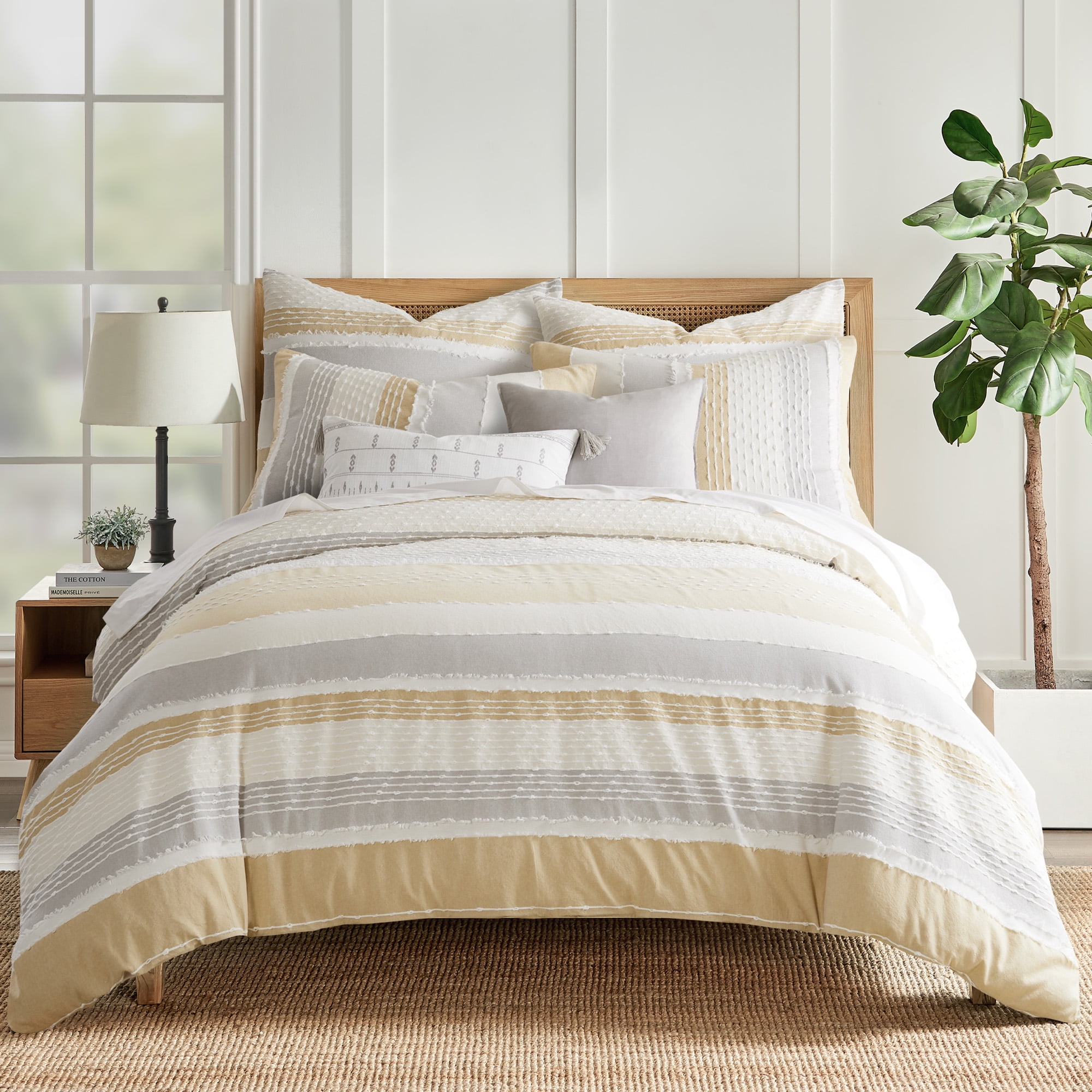 Santander Ochre and Cream Cotton Twin Duvet Cover Set