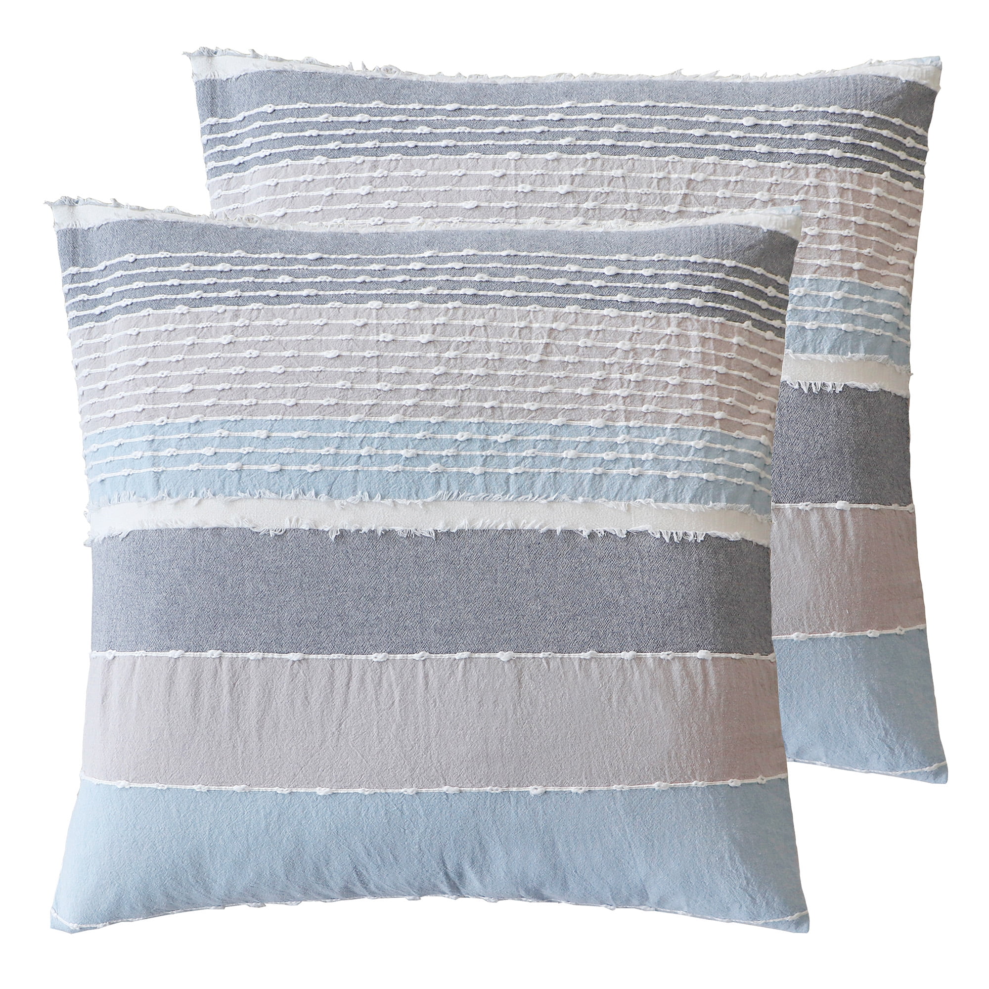 Levtex Home - Santander Euro Sham Set of 2 - Grey, Chambray, Blue, White - Jacquard - Euro Sham Set of 2 (26 x 26in.)- Cotton