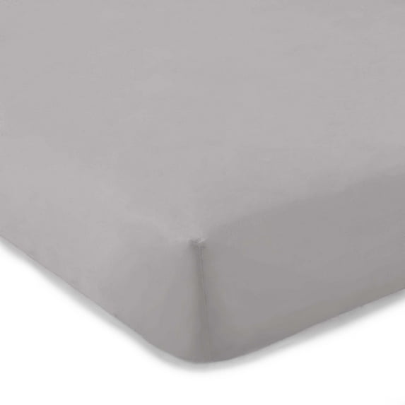 Levtex Home - Sateen Fitted Crib Sheet - (28x52+9in.) - Grey - 100% Cotton, 400 Thread Count