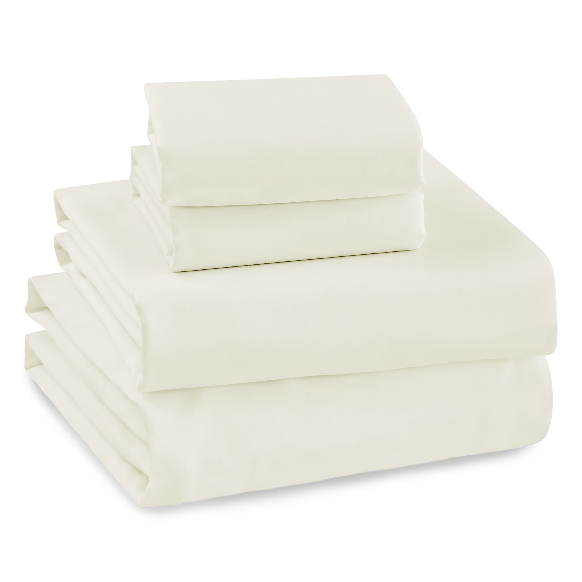 Cream Cotton Sateen King 4-Piece Sheet Set
