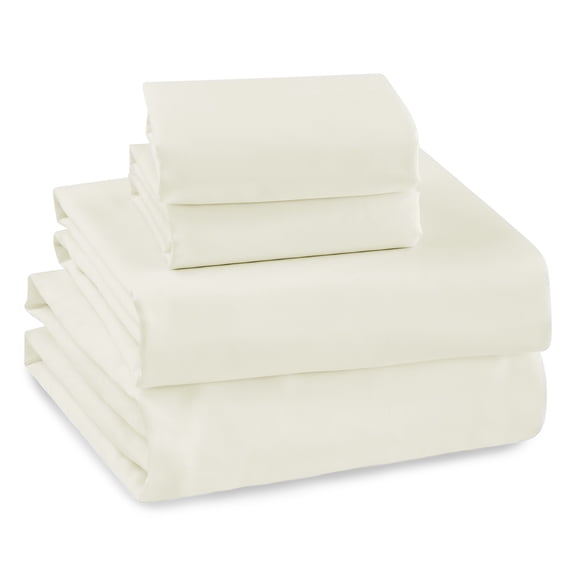 Levtex Home - Sateen Sheet Set - Cream - King - Fitted sheet, Top Sheet, Two Pillowcases - 100% Cotton, 300 Thread Count