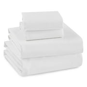 Levtex Home - Sateen Sheet Set - White - Twin - Fitted sheet, Top Sheet, One Pillowcase - 100% Cotton, 400 Thread Count