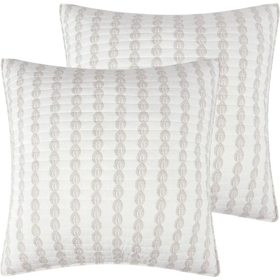 Levtex Home - Selesta Blush Quilt - Euro Sham - Leaves - Taupe Grey - (26x26in.), No Insert - Reversible - Cotton