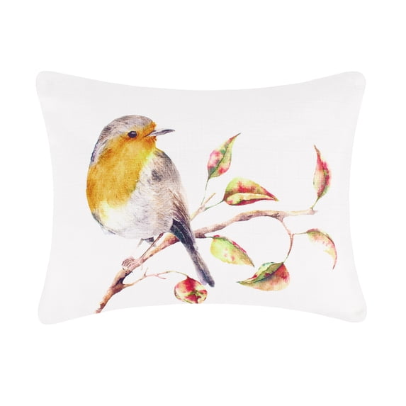 Levtex Home Sherbourne - Decorative Pillow (18x18in.) - Bird - Burgundy Red, Brown, Cream and Taupe