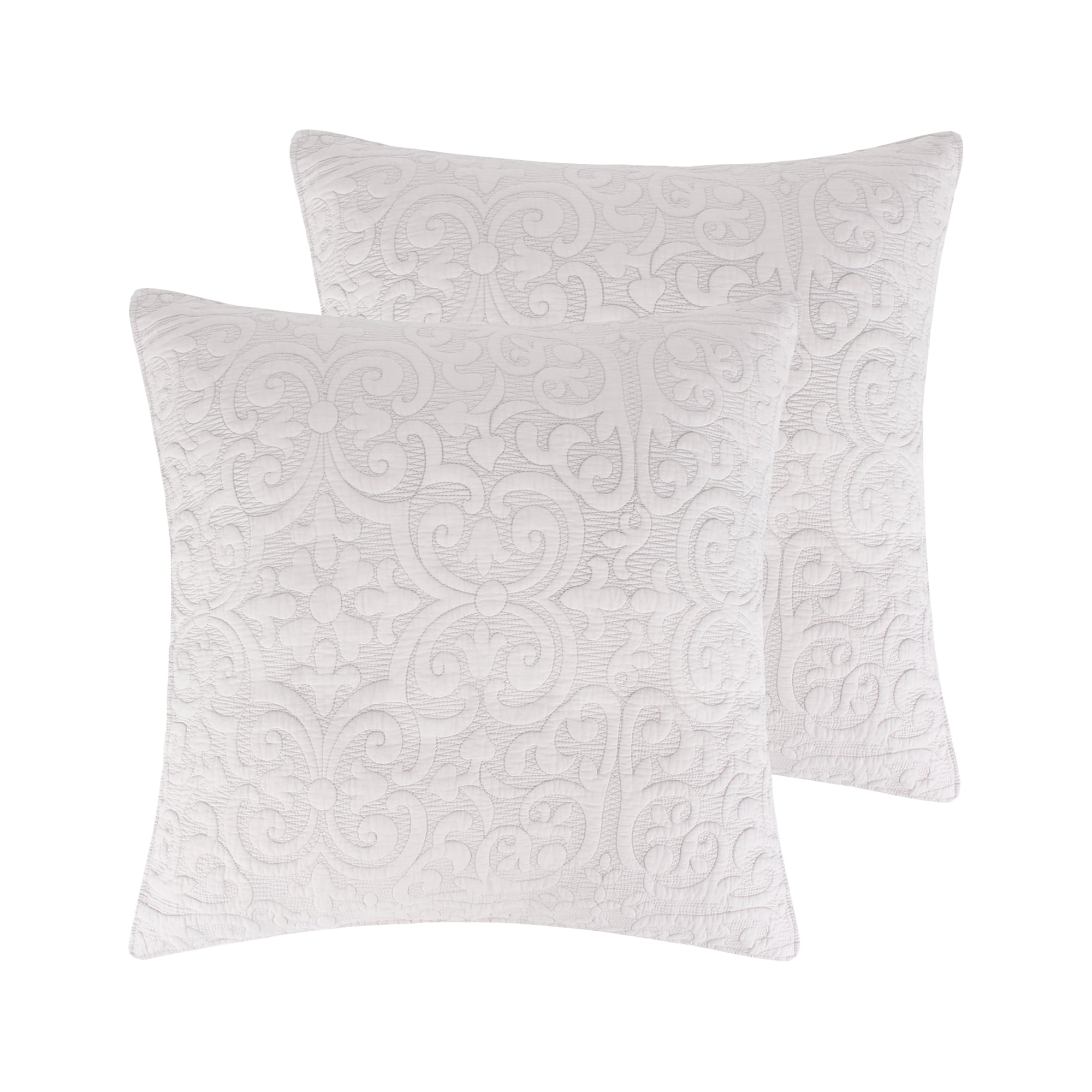 Sherbourne White and Grey Quilted Euro Sham Set