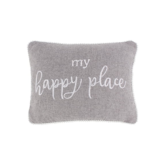 Levtex Home - Shutters - Decorative Pillow (14 x 18in.) - "my happy place" - Grey and White