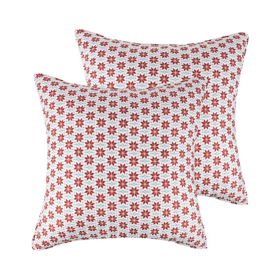 Levtex Home - Silent Night - Euro Sham (26x26in.) Set of Two - Quilted Medallion Snowflake - Red, Grey, White - Poly