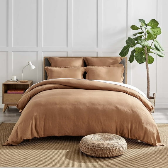 Levtex Home - 100% Linen - Twin Duvet Cover - Washed Linen - Sandstone - Duvet Cover Size (68x88in.)