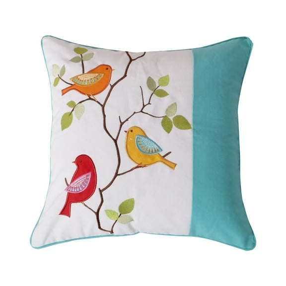 Levtex Home - Sophia - Decorative Pillow (20 x 20in.) - Birds - Orange, Teal, Red and Green