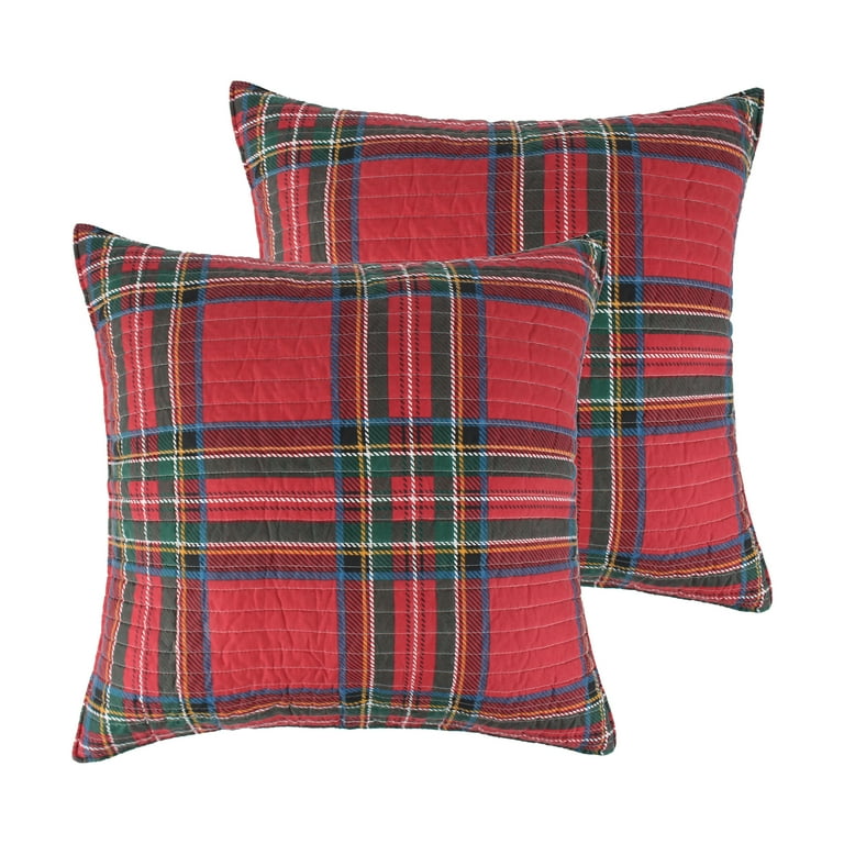 Plaid pillow shams top