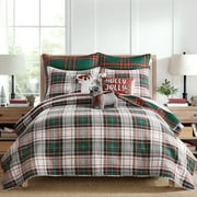 Levtex Home - Spencer Plaid Quilt - Full/Queen - Christmas Tartan Plaid - Green, White, Red - Quilt (88x92in.) - Reversible - Cotton/Poly