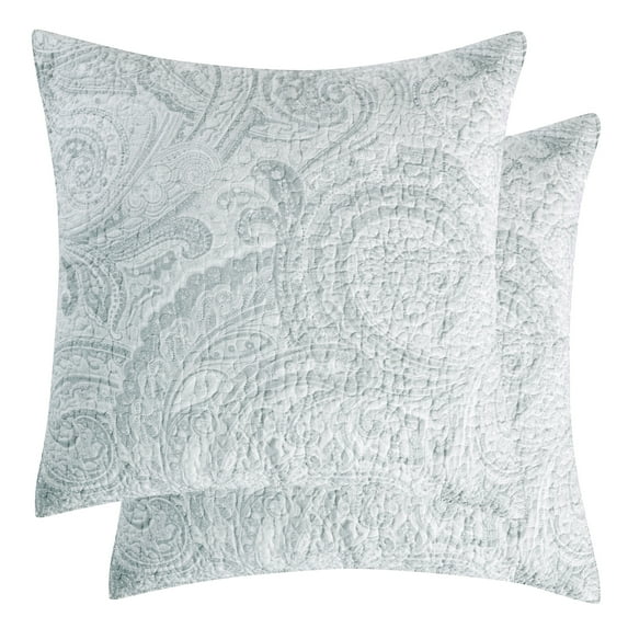 Levtex Home - Spruce Grey - 50x60in. - Quilted Throw - Paisley - Soft Grey Tones - Cotton Fabric