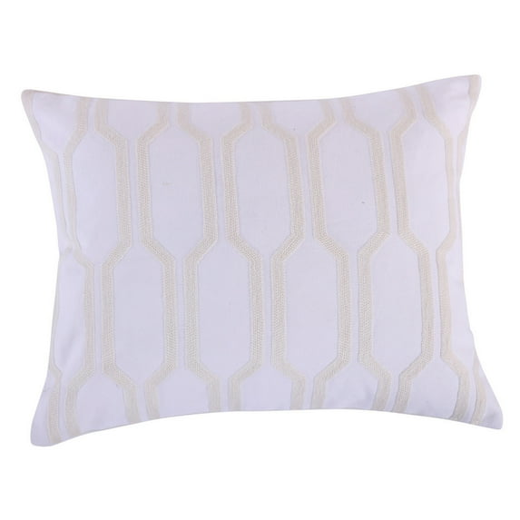 Levtex Home - Spruce Spa - Decorative Pillow (18 x 18in.) - Cream Crewel - Orange, Teal, Red and Blue