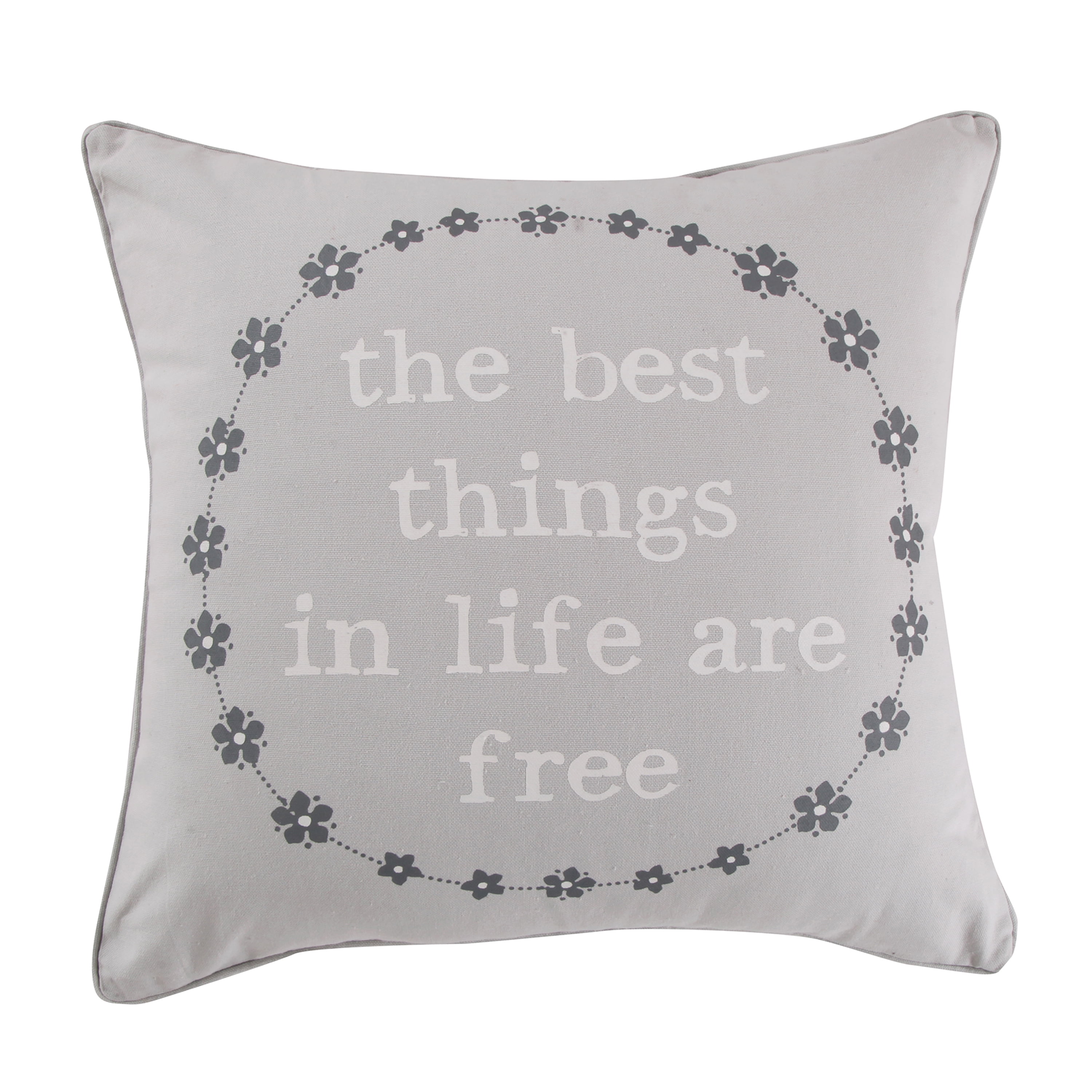 St. Claire 20" Gray Cotton Decorative Pillow with Feather Insert