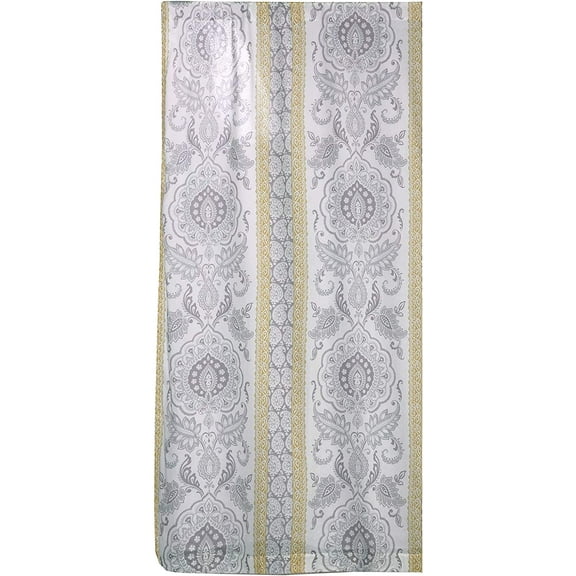 Levtex Home - St. Claire - Window Panel with Rod Pocket - One Curtain Panel 84 inch Length - Paisley Medallion - Grey, Yellow and Cream - 100% Cotton - Lined