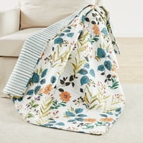 Levtex Home - Tessa - Throw - Floral - Orange Teal Ochre White - Quilted Throw (50x60in.) - Cotton/Polyester