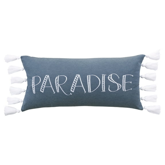 Levtex Home - Truro - Decorative Pillow (12 X 24in.) - Paradise - Dusty Blue and White