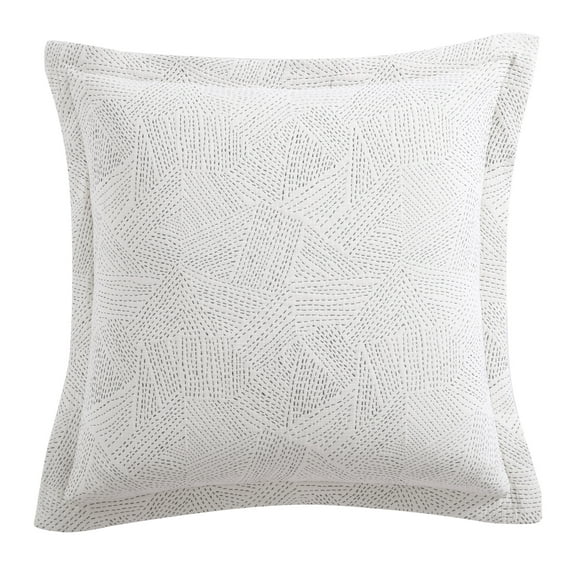 Levtex Home - Wesley Euro Sham - Jacquard - Cream and Black - One Euro Sham (26 x 26in.)- Cotton