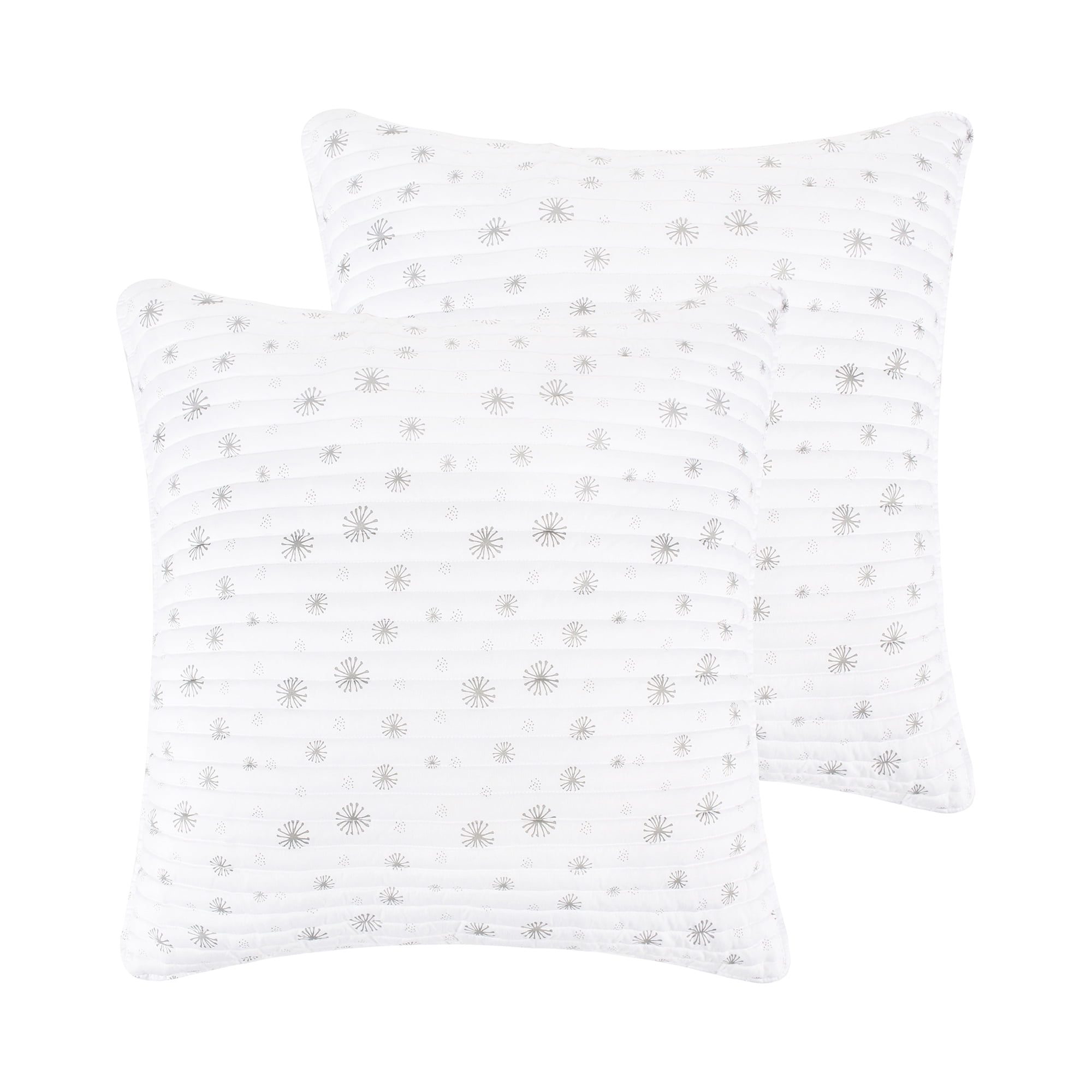White and Grey Snowflake Cotton Euro Shams Set of 2
