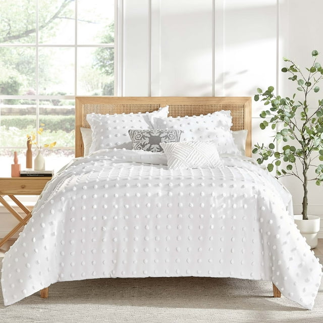 Levtex Home White Pom Pom Comforter Set Full/Queen Comforter + Two