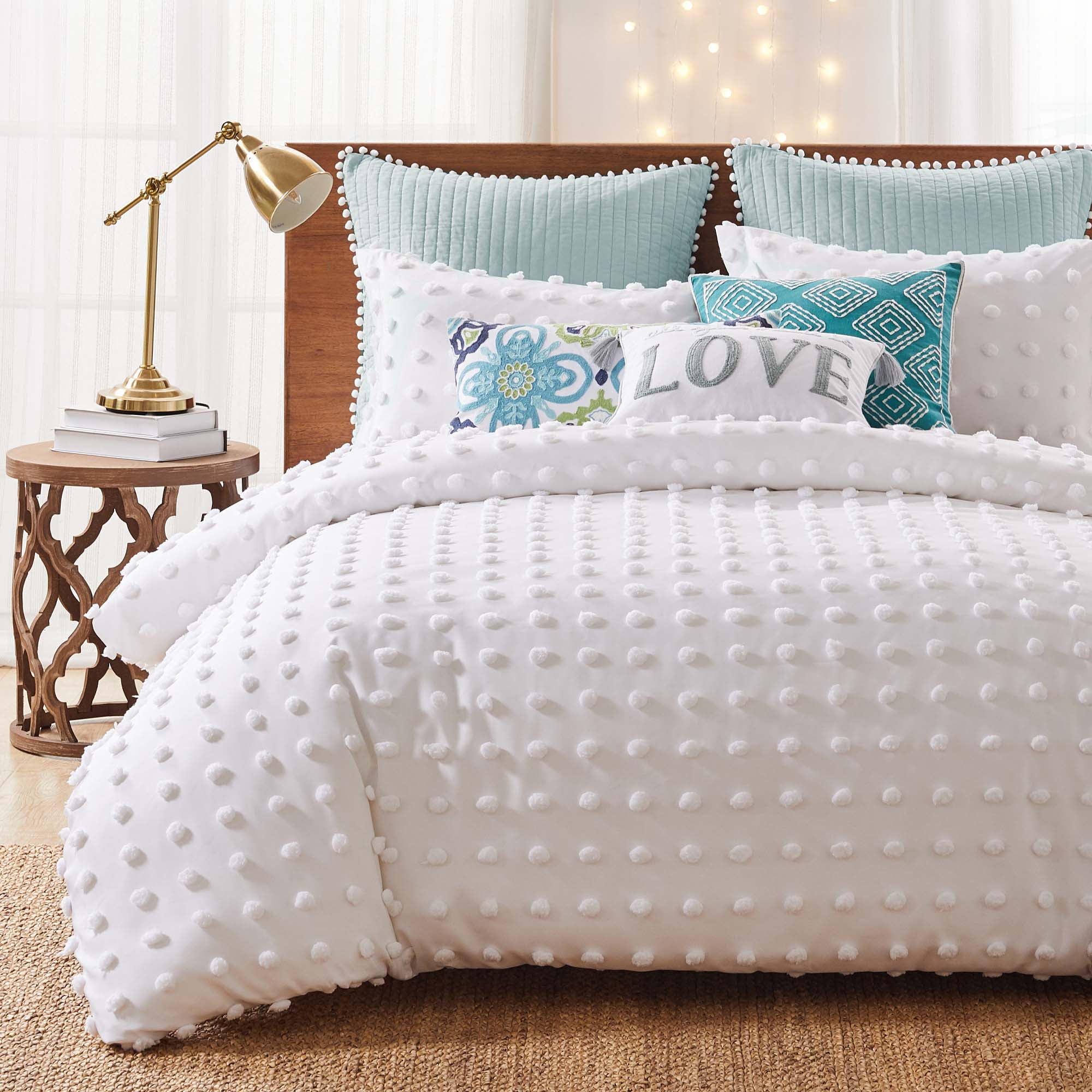 Levtex Home White Pom Pom Comforter Set Twin Comforter + One