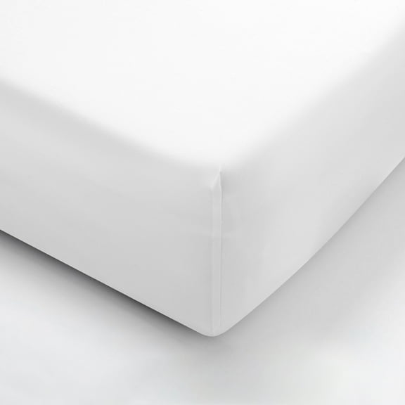 Levtex Home - White Sateen Fitted Sheet - Full (54x75+12in.) - White - Cotton