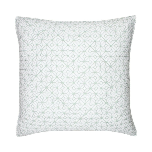 Levtex Home - Yalissa Quilted Euro Sham (26x26in.) - Set of 2 - Geometric - White, Mint Green - Reversible