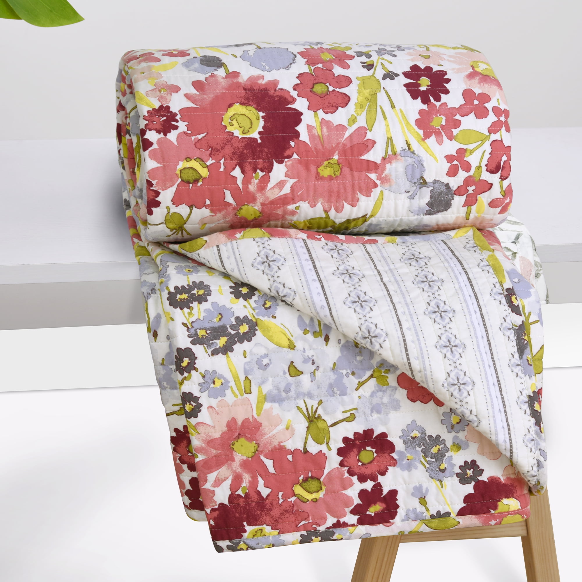 Blush pink quilted throw sale