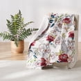 thumbnail image 1 of Levtex - Montecito - Quilted Throw - 50x60in. - Peacock Floral - Burgundy, Coral, Teal, Green, Grey, Pink, Citron and White - Reversible Pattern - Cotton Fabric, 1 of 4