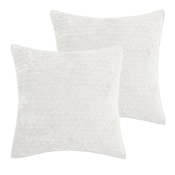 Levtex home - Velvet Stitch Euro Shams Set of 2 (26x26in) - Off-White, White - No insert - Polyester