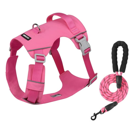Levviye Dog Chest Harness & Leash Lightweight Reflective Waterproof Quick-Dry for Outdoor Walking, Pink XS