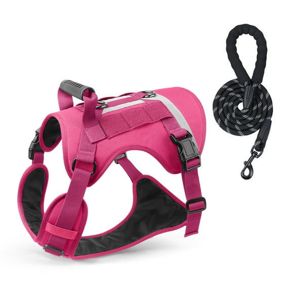 Levviye Dog Harness & Leash for Outdoor Medium to Large Breeds Reflective Wear-Resistant Anti-Escape Chest Harness, Red S