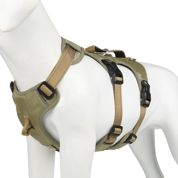 Levviye Large Dog All-in-One Escape-Proof Harness Oxford Cloth Leash Compatible, Brown S