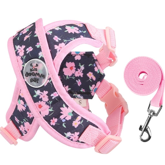 Levviye X-Shaped Pet Harness & Leash Set Breathable Mesh Vest Printed Dog Harness, Pink M