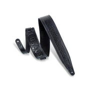 Levys 2 1/2" Garment Leather Guitar Strap with Foam Padding, MG317DRT-BLK