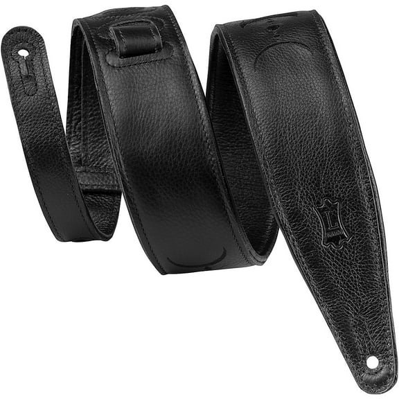 Levy's 2.5" Black Garment Leather Guitar Strap Black Moon