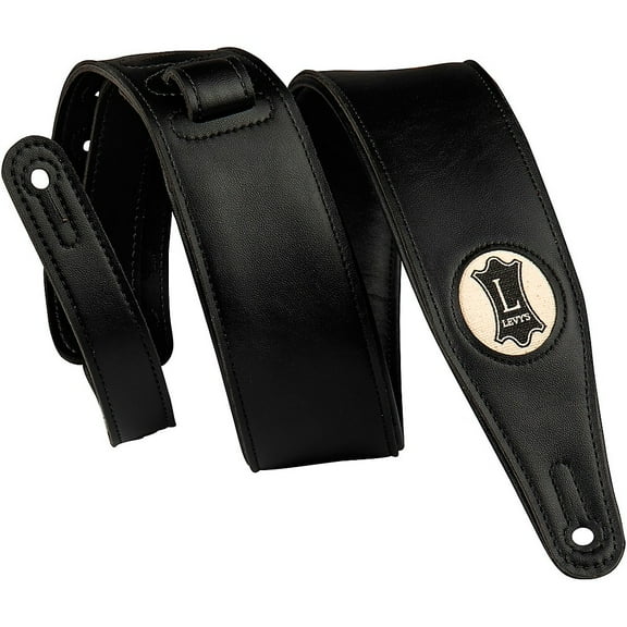 Levy's 2.5" Black Padded Vegan Leather Guitar Strap Black