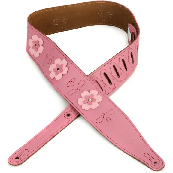 Levy's 2.5" Primrose Pink Leather Strap with Flower Appliques