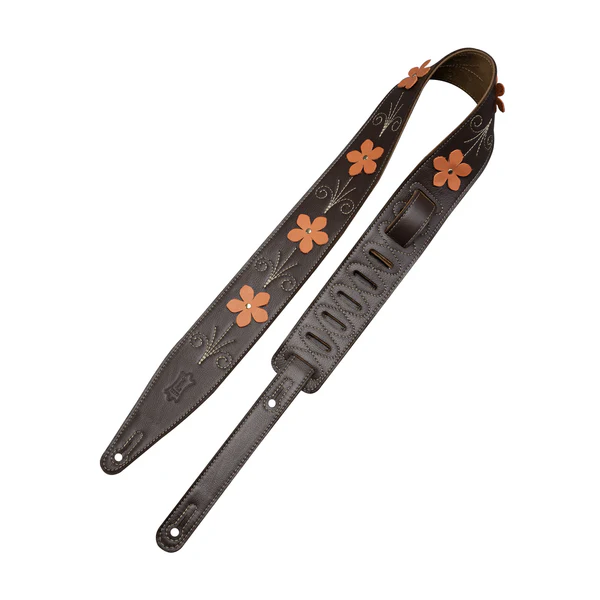 Levy's 2.5" Sky Blue Wildflower Leather Strap with Flower Appliques