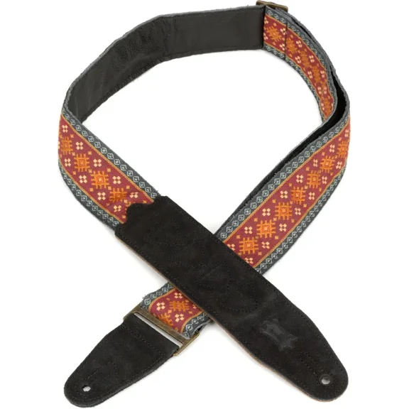 Levy's 2" 60's Hootenanny Red Aztec Jacquard Weave Guitar Strap