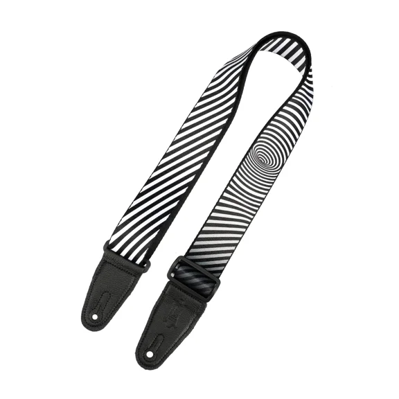 Levy's 2" Black and White Worm Hole Optical Illusion Print Strap with Black Leather Ends