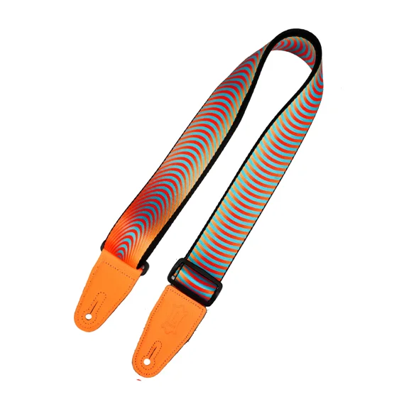 Levy's 2" Orange Sonic Boom Optical Illusion Print Strap with Orange Leather Ends