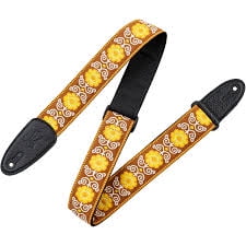 Levy's 2" Yellow Flower Power Hootenanny Jacquard Weave Guitar Strap