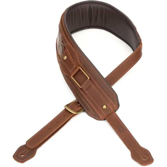 Levy's 3" Apex Brown Leather Guitar Strap With Padding And Hardware