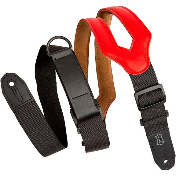 Levy's 3 inch Wide Ergonomic RipChord Red Guitar Strap